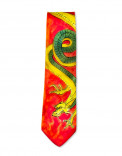CHINESE DRAGON - Corbata y pañuelo de bolsillo de seda pintado a mano - Diseño único