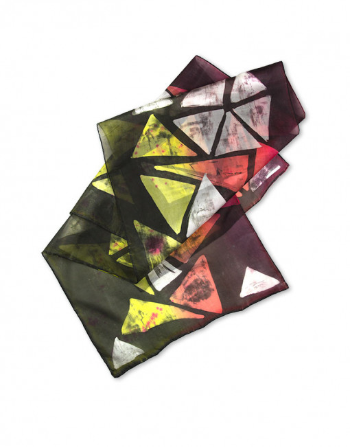 Ocaso geométrico  - Pañuelo de seda pintado a mano