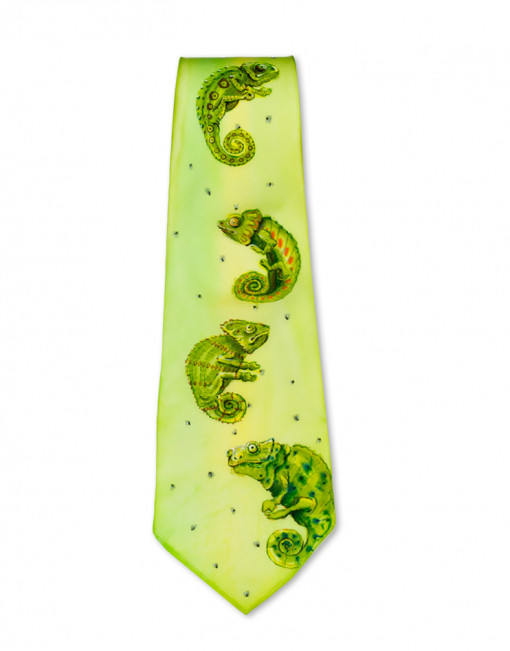 Chameleon - Corbata de seda natural pintada a mano