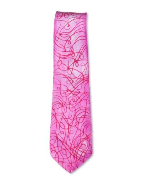 Pink Bow - Corbata de seda bolsillo pintado a mano