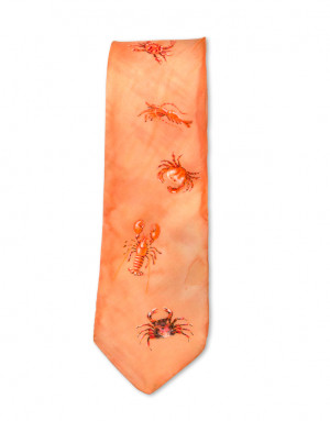 Crustáceos - Corbata de seda natural pintada a mano